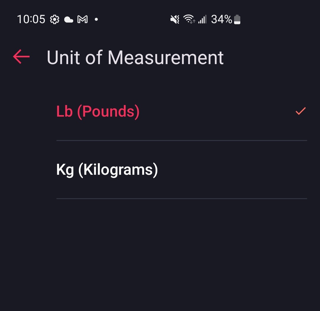 Unit of Measurement Fitbod s Help Center